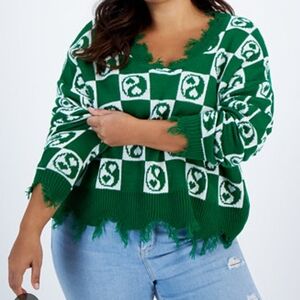 Green Checkered Women's Sweater